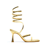 Ankle Wrap Mid Heel Sandals